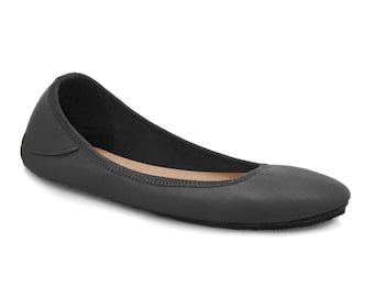 Bailarinas negras - Zapatos planos negros - Bailarinas de cuero negro - Zapatos minimalistas - Zapatos casuales para mujer - Estilo "Ballerine" de Softstar para adultos