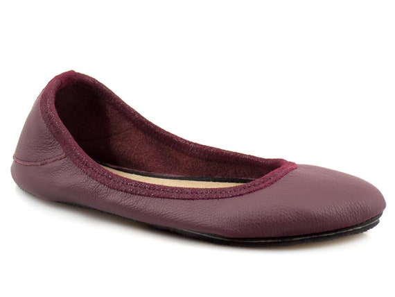burgundy leather flats