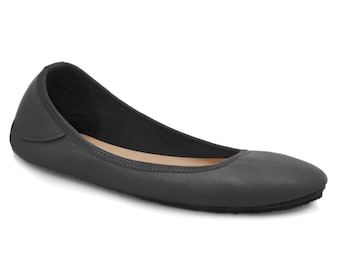 Black Ballet Flats - Black Flats Shoes - Black Leather Flats - Minimal Shoes - Casual Shoes for Women - Adult Softstar "Ballerine" Style