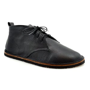 Black Chukka Boots - Black Leather Boots - Black Ankle Boots - Minimalist Shoes Made in USA - Adult Softstar "Hawthorne Chukka" Style