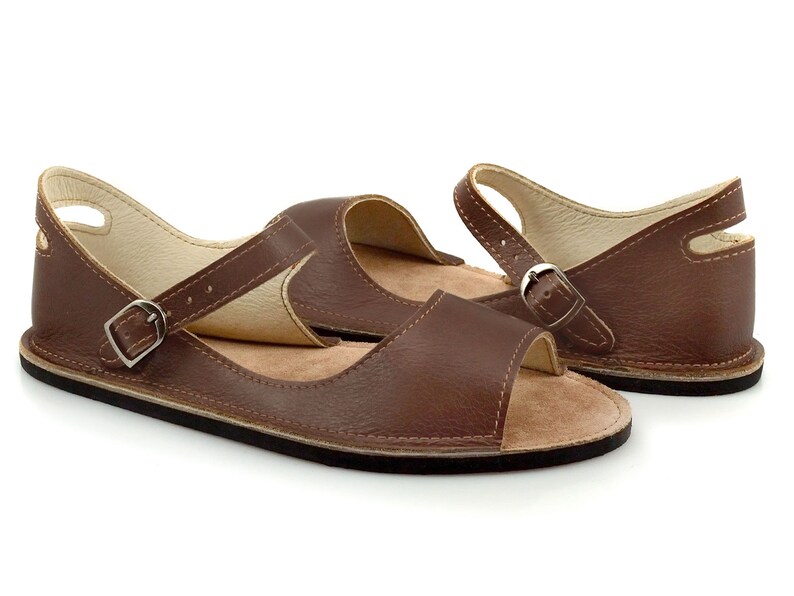 Brown Leather Sandals Minimalist Sandals Zero Drop Sandals Etsy