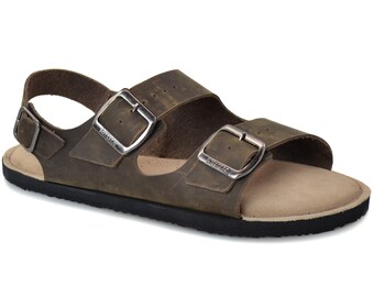 Flexible Dark Brown Leather Sandals - Minimalist Sandals - Zero Drop Sandals Made in USA - Adult Softstar "Camino" Style