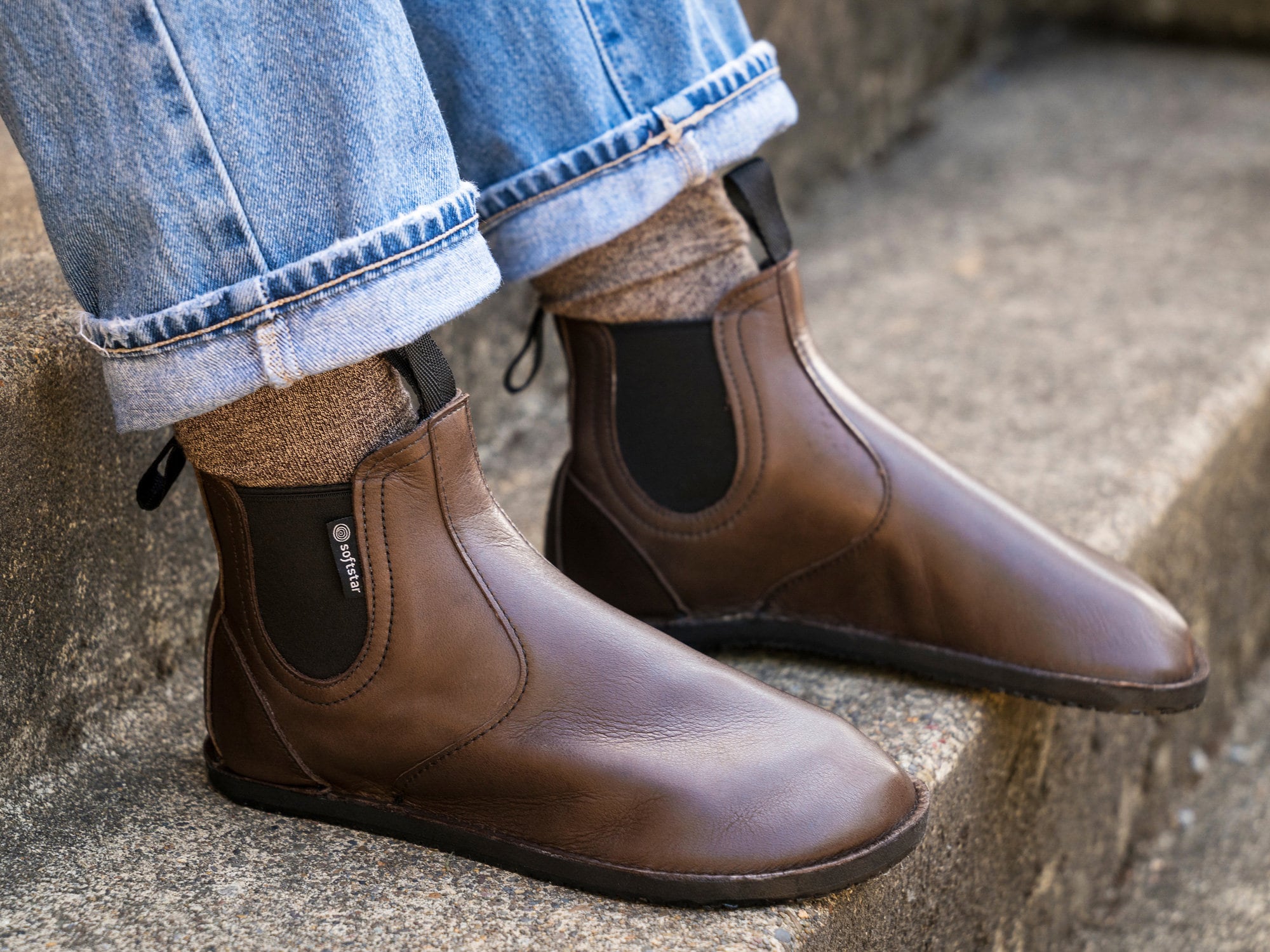 SOFTSTAR Adult PRIMAL Chelsea Boot Unisex Brown Leather Barefoot Minimalist Vibr Barefoot Chelsea Boot - Brown Leather Chelsea Boot  main image 4