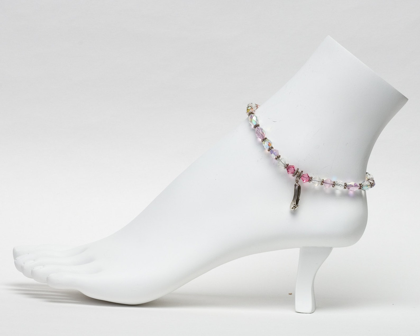 crystal ballerina anklet with ballet slipper charm