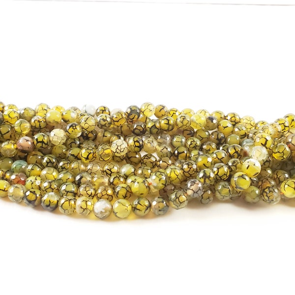 AGATE 025:  Agate beads, microfacet 6mm, 8mm, 10mm beads, round.  Good quality and color, 15.5 Inches long