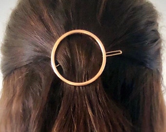 Gold or Silver Circle Barrette for Adults, Adult Hair Accessories, Circle Hair Clip, Modern Hair Accessories, Mom Gifts, Metal Clip Hair Pin