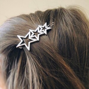 Silver or Gold Barrette for Adults or Kids, Women Adult Hair Accessories, 3 Star Hair Clip, Modern Hair Accessories, Gifts, Metal Hair Pin