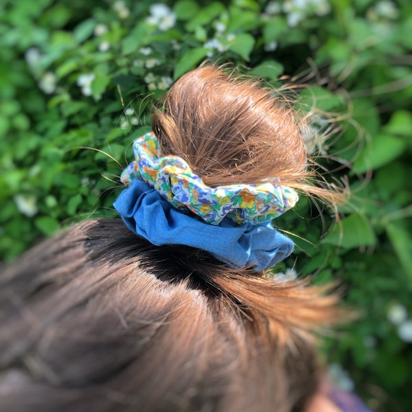 Hair Scrunchies for Women and Kids, Floral Scrunchy, Scrunchies for Adults, Plaid Scrunchies, Ponytail Holders, Gifts, Winter Scrunchies