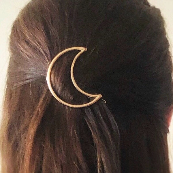 Gold or Silver Moon Barrette for Adults, Hair Accessories, Moon Hair Clip, Modern Hair Accessories, Gifts, Crescent Hair Clip, Hair Pin