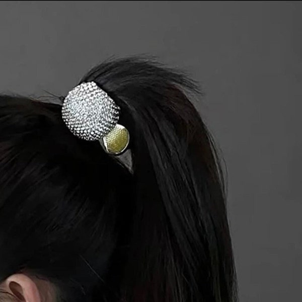 Small Faux Diamond Rhinestone Ponytail Cover Metal Hair Claw, Women Hair Clip, Christmas Dressy Hair Claw Clasp, Christmas Hair Accessories