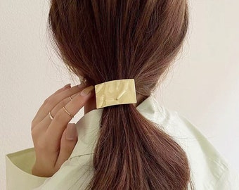 Ponytail Holder Elastic, Gold Hair Cuff, Adult Hair Accessories, Messy Bun, Ponytail Elastic, Gold Metal Ponytail Holder