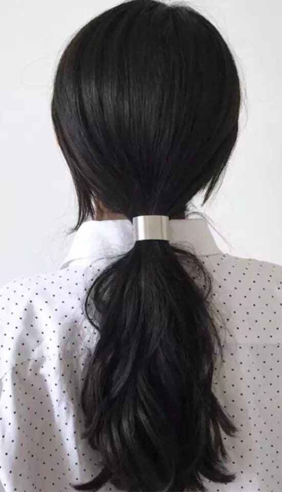 Ponytail Holder Elastic, Gold or Silver Hair Cuff, Adult Hair Accesso…