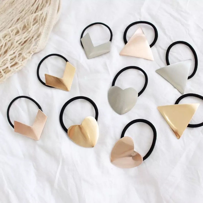 Brushed Metal Hair Tie Elastics Adult Hair Accessories Metal Etsy