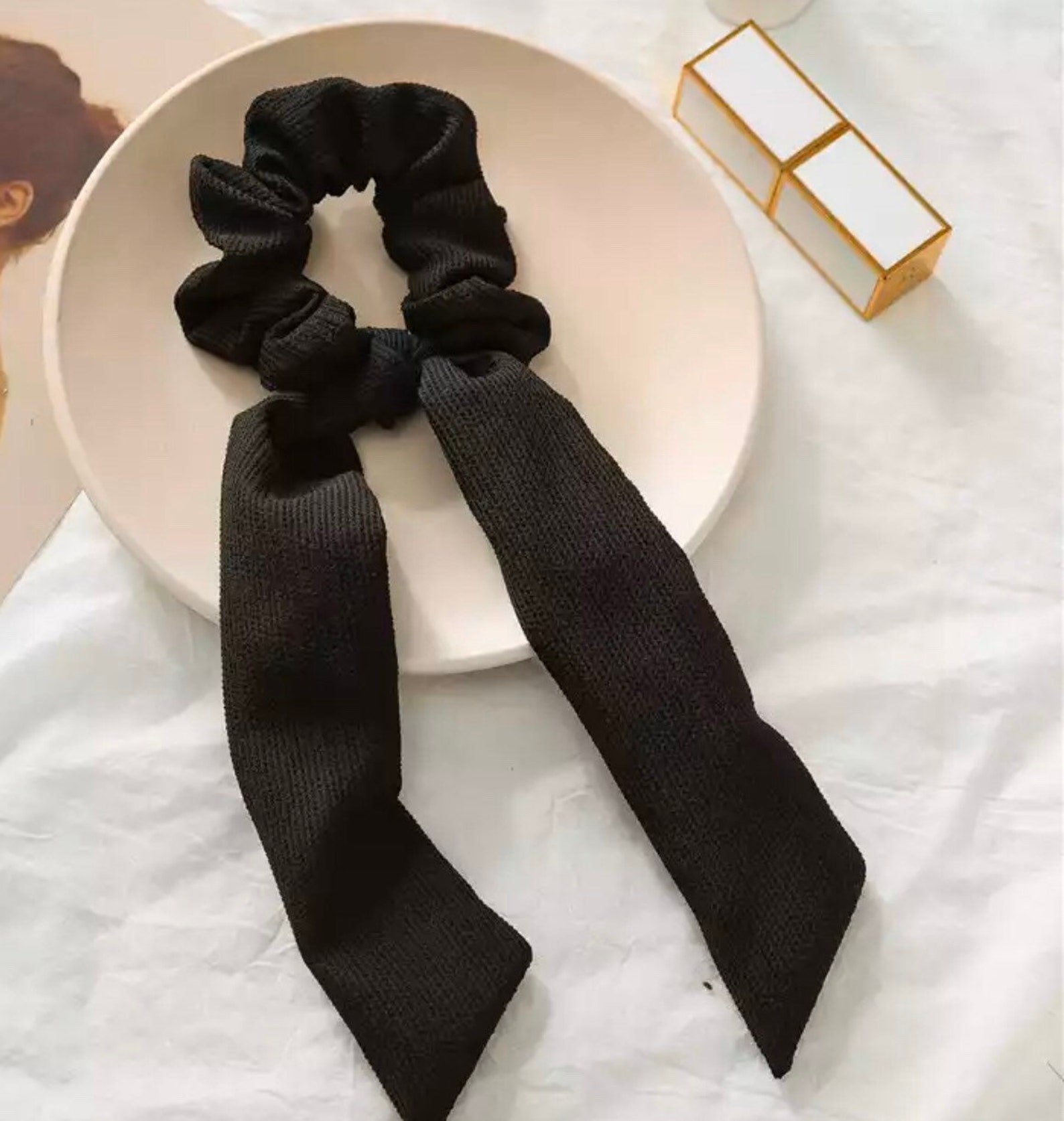 Hair Scarf Scrunchie for Women Black Silky Scarf Scrunchy Etsy