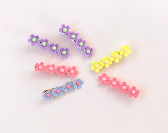 Acrylic Floral Bar Barrette Clips, Hair Accessories for Kids, Little Girl Flower Hair Clips, Child Gifts, Acrylic Clip For Kids, Baby Clips
