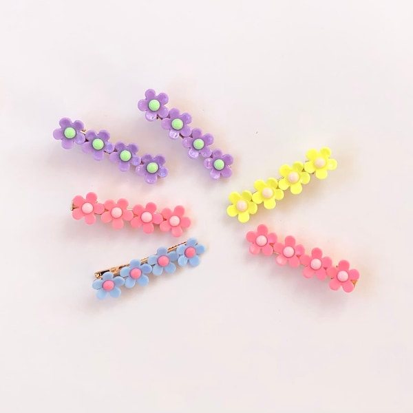 Acrylic Floral Bar Barrette Clips, Hair Accessories for Kids, Little Girl Flower Hair Clips, Child Gifts, Acrylic Clip For Kids, Baby Clips