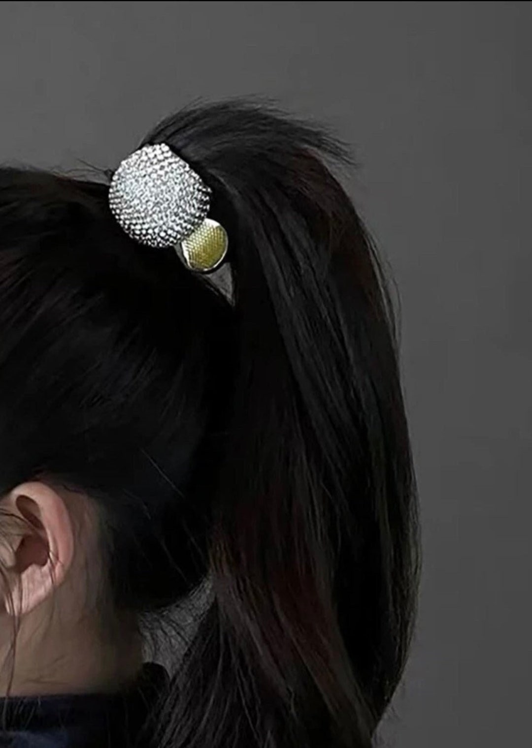 Small Faux Diamond Rhinestone Ponytail Cover Metal Hair Claw, Women