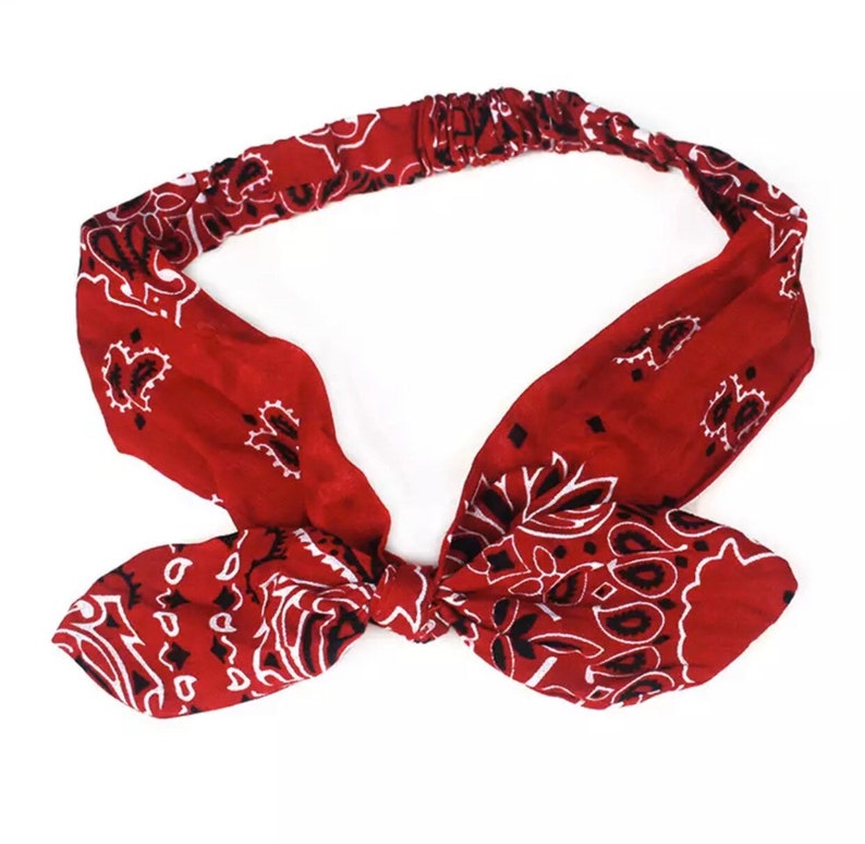 Handkerchief Hair Scarf Headband for Women Red White Head | Etsy