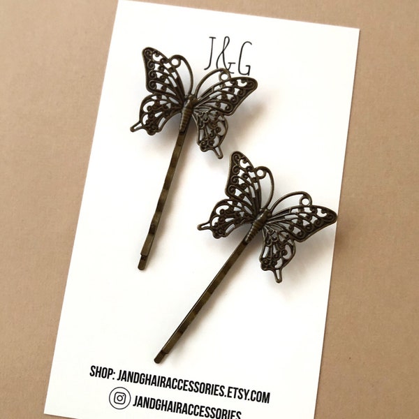 Antique-Style Butterfly Barrette/Bobby Pin Set for Adults, Women Hair Accessories, Antique-Style Bobby Pins for Ladies, Hair Pins, Gifts