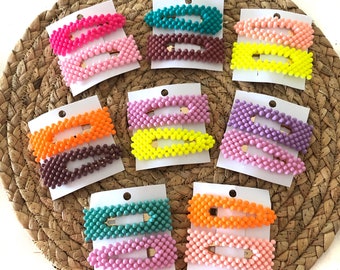 Rubber Matte Colorful Snap Hair Clip Set for Adults or Kids, Women Hair Accessories, Snap Clip Barrettes Accessories, Snap Clip Sets, Gifts