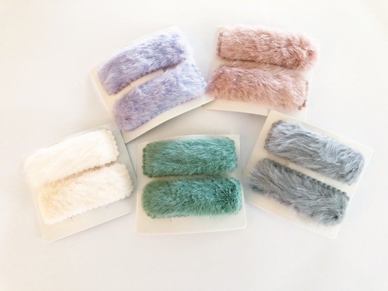 Faux Fur Hair Clips Child Gifts Fuzzy Snap Hair Clip Set for BabyChildGirl Child Barrettes Fall Winter Fur Snap Clips Pigtail Sets