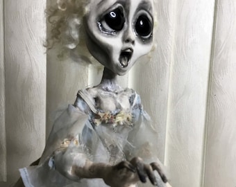 OOAK Gothic Art Doll, Old Hag Phantom, Witch Art Doll, Goth Art Doll, Sculpture, Ghost Art Doll, Posable Doll, Haunted Doll, Spooky, Clay,