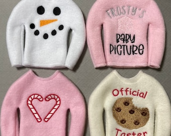 Embroidered Elf Sweater, Holiday Doll Clothes