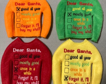 Embroidered Elf Sweater: Santa's List, Doll Clothes