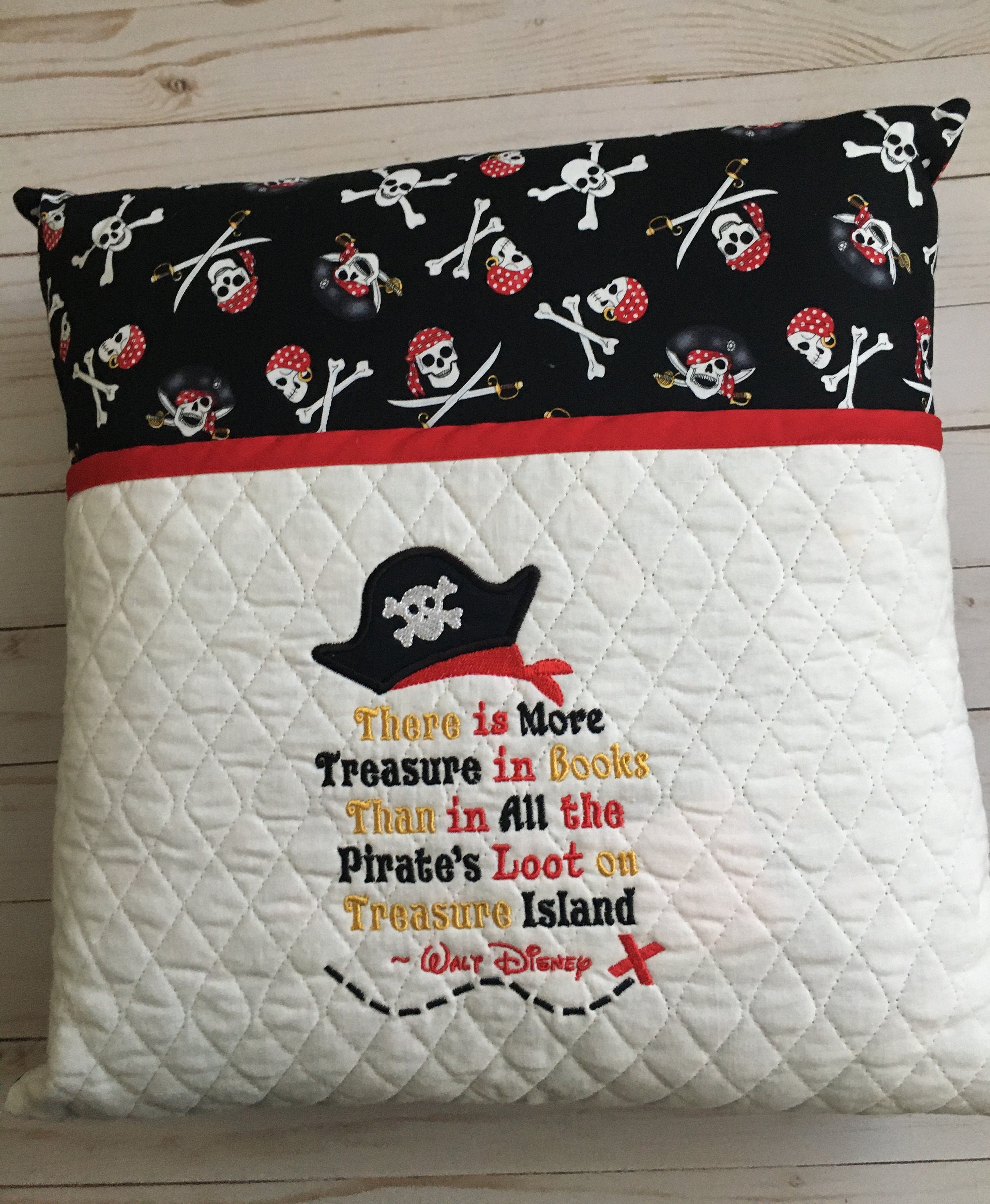 Reading PillowEmbroidered Pocket PillowTravel PillowStorybook Pillow