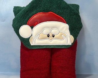 Embroidered Santa Hooded Towel: Bath, Beach, Pool