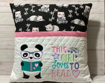 Reading Pillow/Embroidered Pocket Pillow