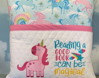 Reading Pillow/Embroidered Pocket Pillow