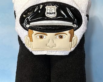 Embroidered Police Officer Hooded Towel