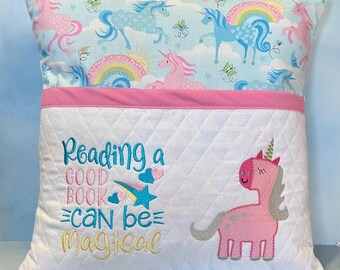 Reading Pillow/Embroidered Pocket Pillow