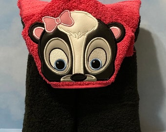 Embroidered Skunk Hooded Towel: Personalized Bath & Beach Towel