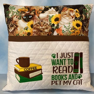 Reading Pillow/Embroidered Pocket Pillow