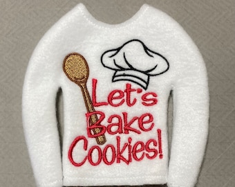 Embroidered Elf Sweater: "Let's Bake Cookies!" Design