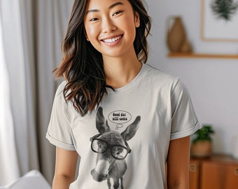 Funny Donkey graphic print Women's Men-Unisex T-Shirt, Men Women's gift shirts, Unisex print t-shirt, Womens crew neck T-shirt (Light Gray)