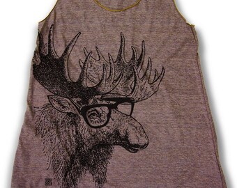 Funny Moose graphic print Women's Racerback Tank Top (SMALL SIZE) Clearance sale