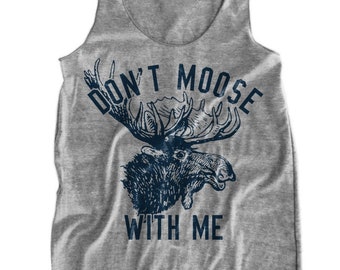 Funny moose print  Women's Racerback Tank Top (Heather Gray, Medium size), CLEARANCE SALE