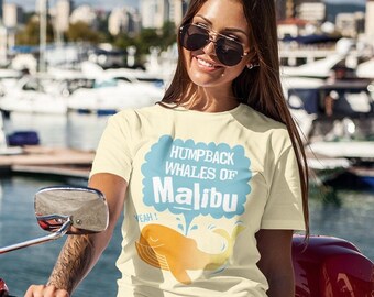 Malibu Whale Graphic Tee, Animal print Tee, Men & Women's Gift tee, Friend gift tee, Unisex Crew neck T-Shirt (Natural color)