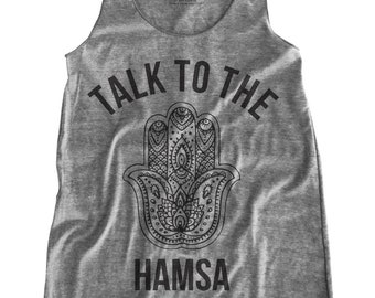 Hamsa print Women's Racerback  Tank Top, SMALL size - Heather Gray - Clearance sale