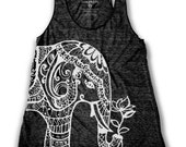 Ethnic Elephant Print  Women's Racer back Tank Top