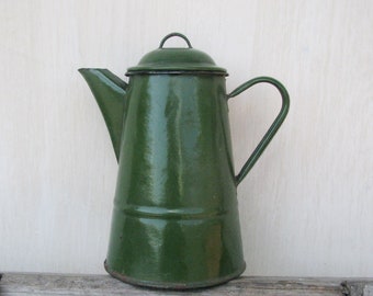 Soviet Vintage Farmhouse Green Enamel Coffe Pot Soviet Vintage Farmhouse Green Enamel Coffe Pot