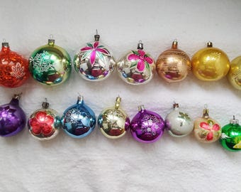 Soviet Christmas tree decorations snowflake, Ball Bulb Christmas Glass Ball Ornaments - Made in USSR 1