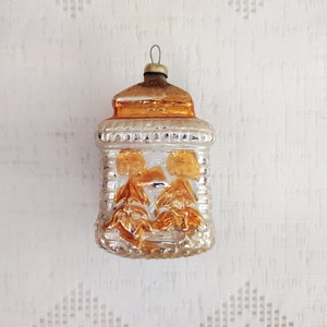 Vintage  Germany Christmas tree decoration, Silver House Mercury Glass Ornament, Antique Christmas decor, Retro Tree decoration