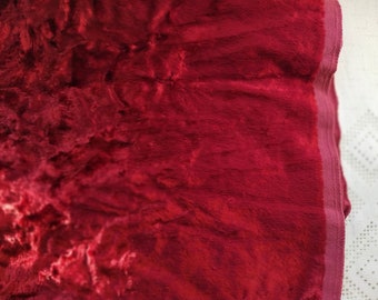 Vintage Plush Luxurious fabric (viscose on cotton base). Bright rich color red pink plush. 1970's