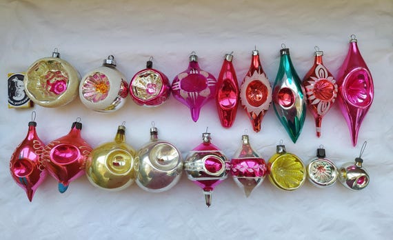 Vintage Soviet Christmas Tree Decoration, Silver Indent Glass