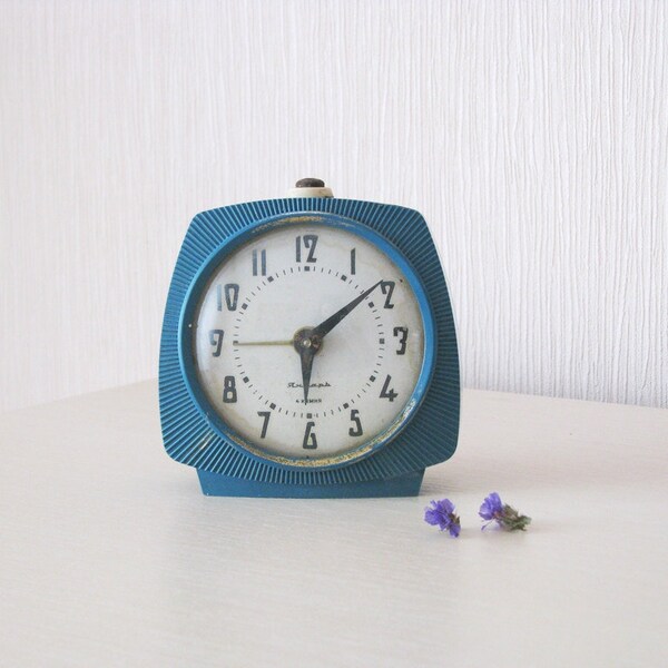 Rar Vintage Alarm Mechanical Clock - Sea Green - Made in USSR