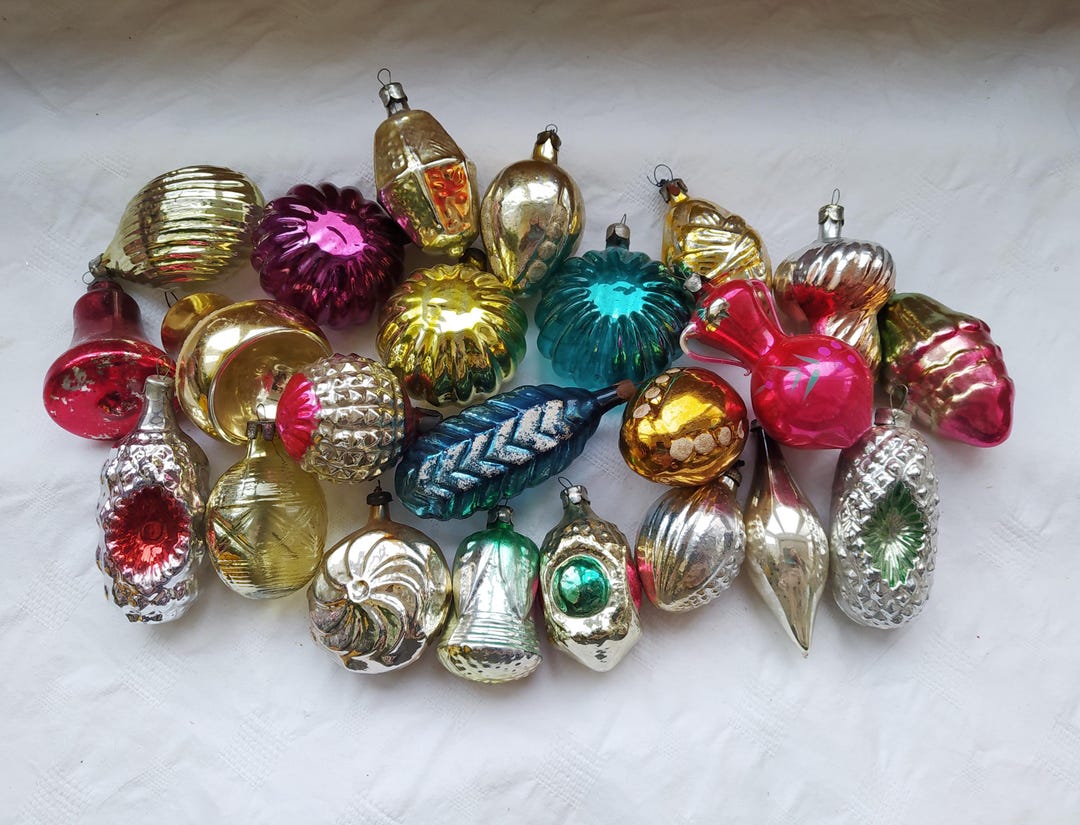 Vintage Christmas Tree Decorations, Christmas Mercury Glass